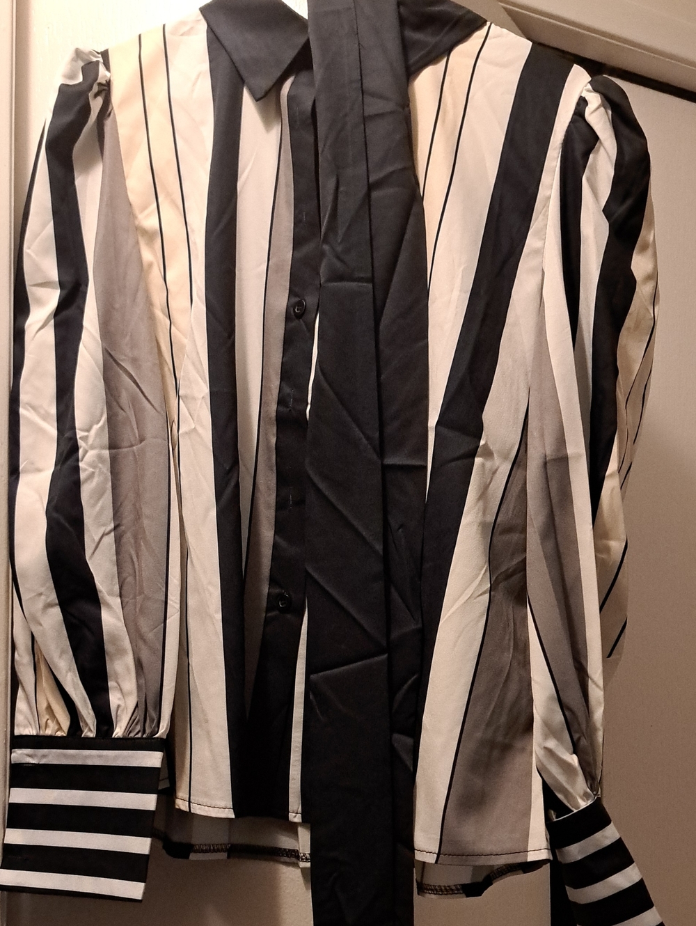 Black & White Striped Men's Button-Up Jacket